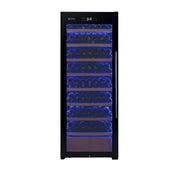 29" Wide 248 Bottle Single Zone Black Glass Left Hinge Wine Refrigerator with Display Shelving Allavino