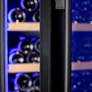 29" Wide 248 Bottle Single Zone Black Glass Right Hinge Wine Refrigerator with Display Shelving Allavino