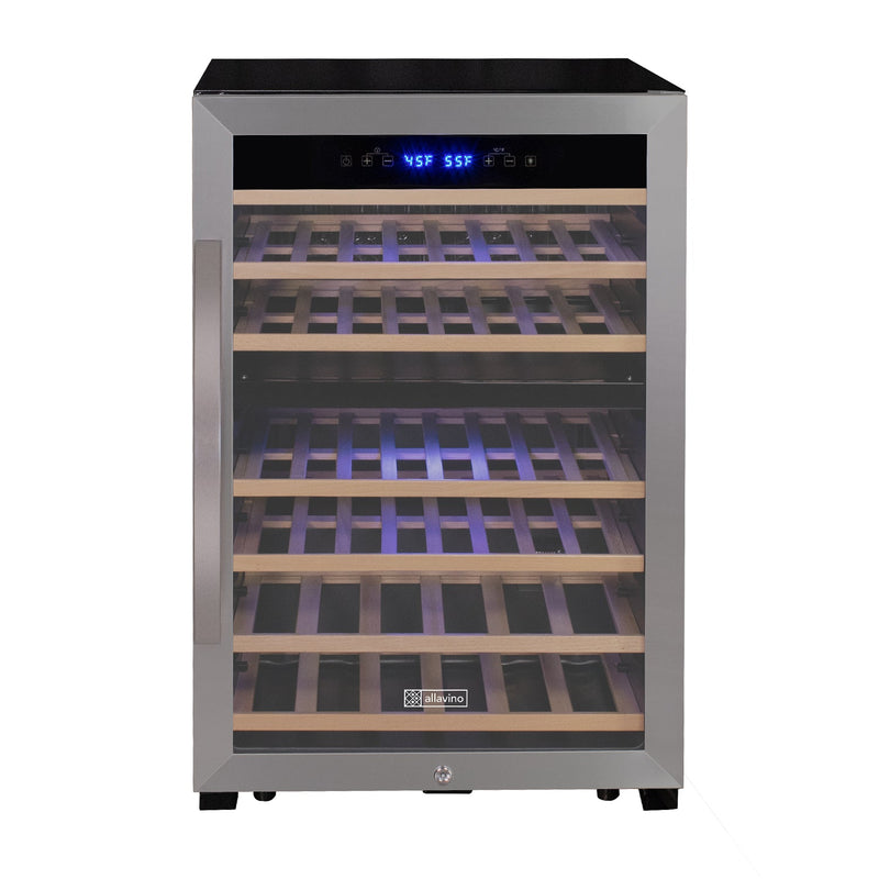 Cascina Series 47 Bottle Dual Zone Freestanding Wine Cooler Refrigerator with Stainless Steel Door Allavino