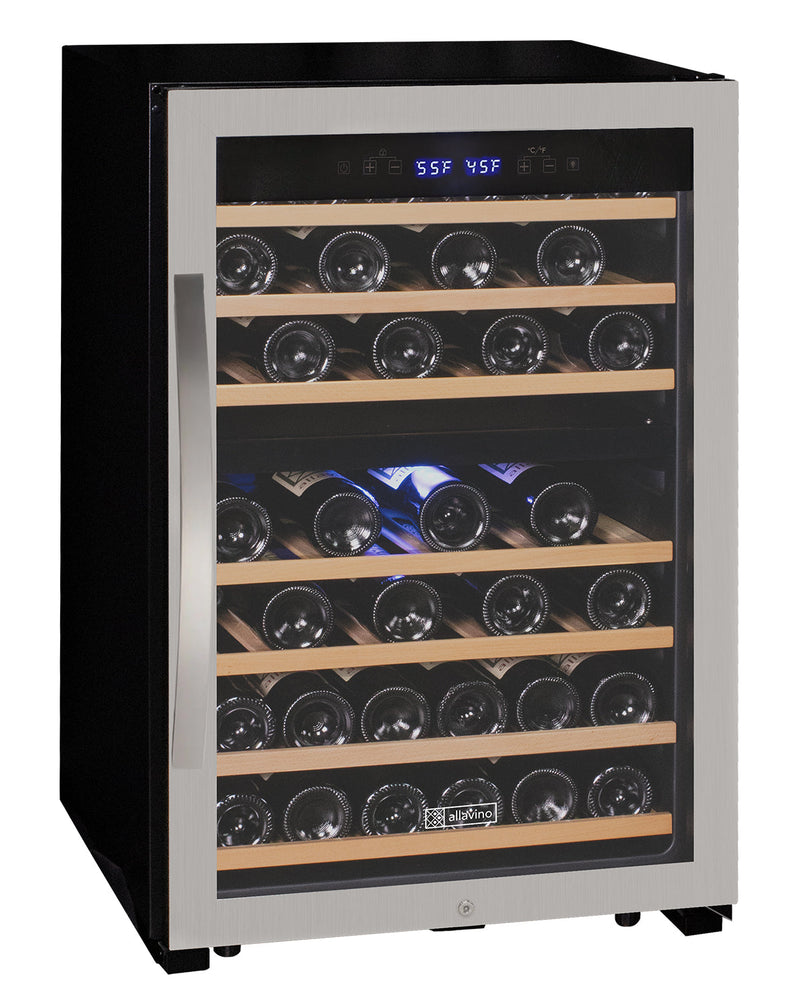 Cascina Series 47 Bottle Dual Zone Freestanding Wine Cooler Refrigerator with Stainless Steel Door Allavino