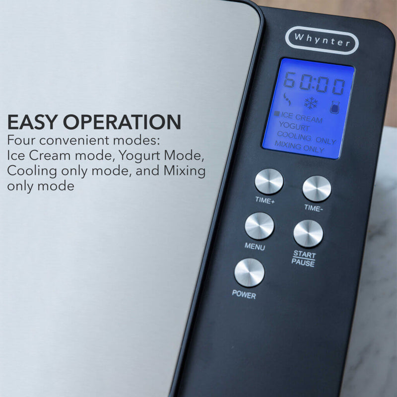 Whynter ICM-220SSY 2 Quart Automatic Compressor Ice Cream Maker & Yogurt Incubator Stainless Steel Finish Whynter