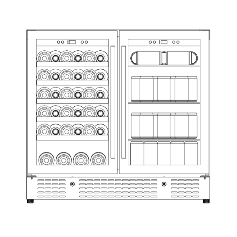 36-inch Beer and Wine Cooler Combination with Low-E Glass Door KingsBottle.com