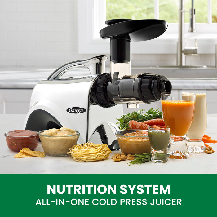 Omega NC900 2HP 80 RPM Premium Nutrition System Cold Press Juicer - Chrome