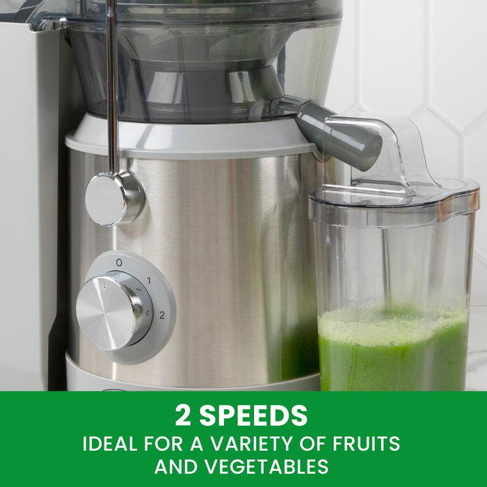 Omega OMJCHSXLCSV13 1000W High Speed Juicer - 3.3-Inch Extra Large Chute Silver