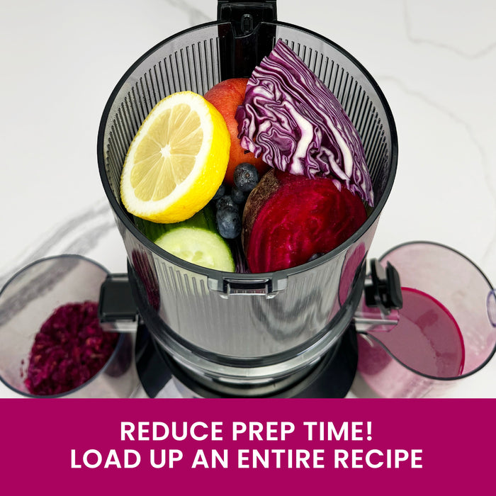 Omega OMJCSMVBBK13 150W Time Saving Cold Press Batch Juicer - Vertical Slow Masticating Juicer