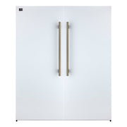 FORNO Maderno 60" 27.2 cu.ft. Convertible Refrigerator and Freezer with Modern Trim Kit in White with Antique Brass Handles- FFFFD1722-60MG-WHT FORNO