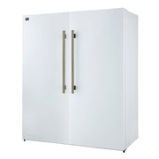 FORNO Maderno 60" 27.2 cu.ft. Convertible Refrigerator and Freezer with Modern Trim Kit in White with Antique Brass Handles- FFFFD1722-60MG-WHT FORNO