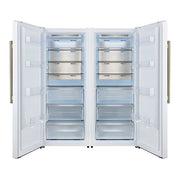 FORNO Maderno 60" 27.2 cu.ft. Convertible Refrigerator and Freezer with Modern Trim Kit in White with Antique Brass Handles- FFFFD1722-60MG-WHT FORNO