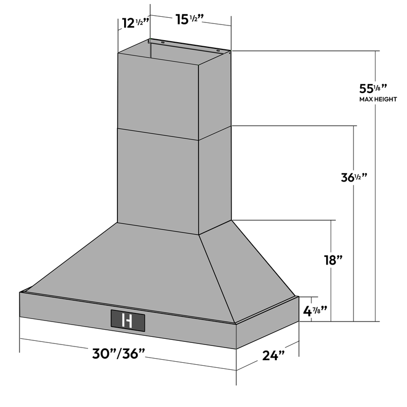 30″ Professional Range Hood – 1000 CFM – Stainless Steel Induction Hardware