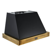 FORNO Espresso 36" 600 CFM Wall Mount Range Hood in Black and Antique Brass Trim with Remote Control, FRHWM5078-36BLK FORNO