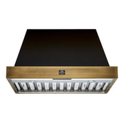 FORNO Espresso 36" 600 CFM Wall Mount Range Hood in Black and Antique Brass Trim with Remote Control, FRHWM5078-36BLK FORNO