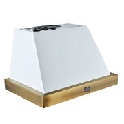 FORNO Espresso 36" 600 CFM Wall Mount Range Hood in White and Antique Brass Trim with Remote Control, FRHWM5078-36WHT FORNO