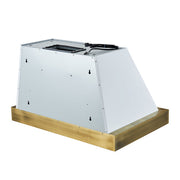 FORNO Espresso 36" 600 CFM Wall Mount Range Hood in White and Antique Brass Trim with Remote Control, FRHWM5078-36WHT FORNO
