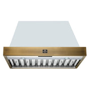 FORNO Espresso 36" 600 CFM Wall Mount Range Hood in White and Antique Brass Trim with Remote Control, FRHWM5078-36WHT FORNO