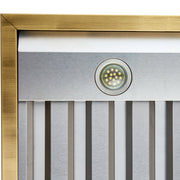 FORNO Espresso 36" 600 CFM Wall Mount Range Hood in White and Antique Brass Trim with Remote Control, FRHWM5078-36WHT FORNO