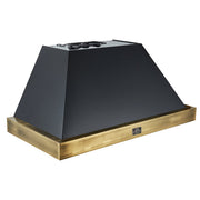 FORNO Espresso 48" 600 CFM Wall Mount Range Hood in Black and Antique Brass Trim with Remote Control, FRHWM5078-48BLK FORNO
