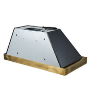 FORNO Espresso 48" 600 CFM Wall Mount Range Hood in Black and Antique Brass Trim with Remote Control, FRHWM5078-48BLK FORNO