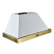 FORNO Espresso 48" 600 CFM Wall Mount Range Hood in White and Antique Brass Trim with Remote Control, FRHWM5078-48WHT FORNO