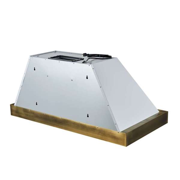 FORNO Espresso 48" 600 CFM Wall Mount Range Hood in White and Antique Brass Trim with Remote Control, FRHWM5078-48WHT FORNO
