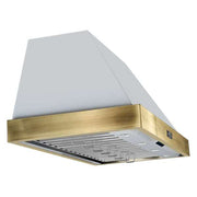 FORNO Espresso 48" 600 CFM Wall Mount Range Hood in White and Antique Brass Trim with Remote Control, FRHWM5078-48WHT FORNO