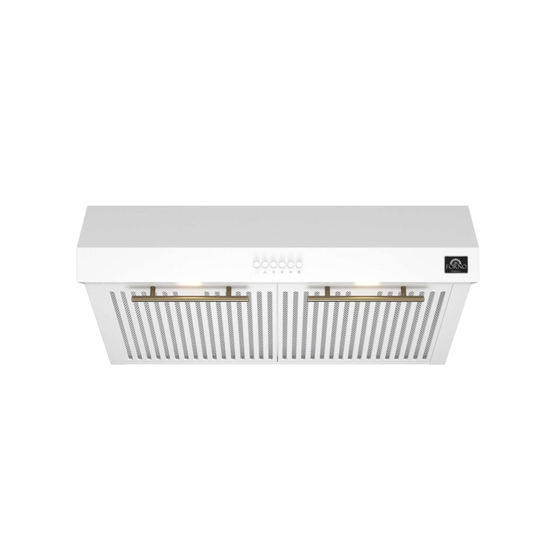 FORNO Bari Espresso 30" Under Cabinet Range Hood in White, FRHUC5255-30WHT FORNO