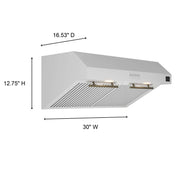 FORNO Bari Espresso 30" Under Cabinet Range Hood in White, FRHUC5255-30WHT FORNO
