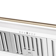 FORNO Aria 48" 1200 CFM Convertible Wall Mount Range Hood with White Hood and Antique Brass Accents, FRHWM5095-48WHT FORNO