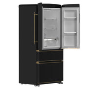 FORNO Luigi 18 cu.ft. French Door Refrigerator Black, Antique Brass Handles, FFFFD1791-33BLK FORNO