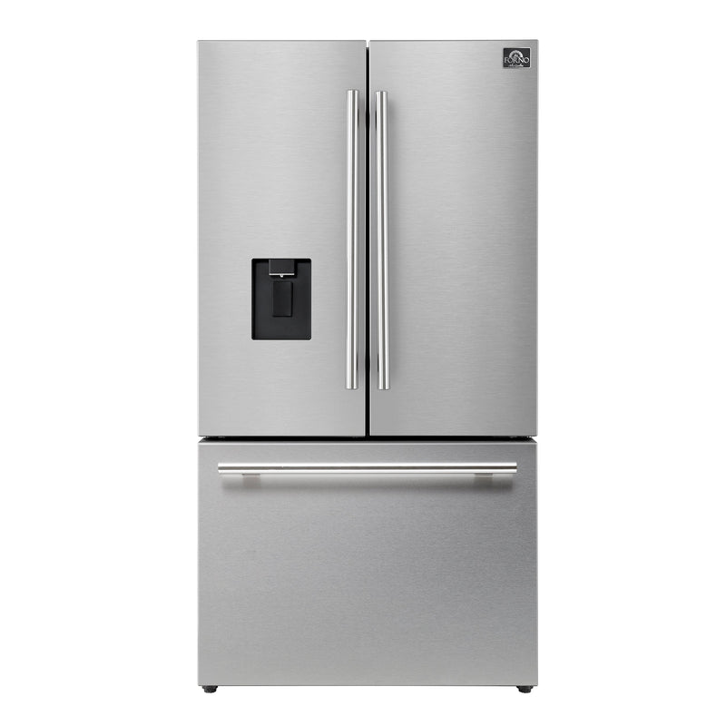 FORNO Aosta 36" 22.4 cu. ft. Refrigerator with External Water Dispenser, Automatic Ice Maker- FFFFD1866-36SB FORNO
