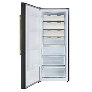 FORNO Maderno 28" 13.6 cu. ft. Left Swing Convertible Upright Freezer/Refrigerator in Black with Antique Brass Handle-  FFFFD1722-28BLK-LS FORNO