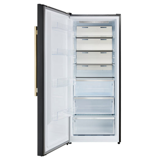 FORNO Maderno 28" 13.6 cu. ft. Left Swing Convertible Upright Freezer/Refrigerator in Black with Antique Brass Handle-  FFFFD1722-28BLK-LS FORNO