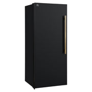 FORNO Maderno 28" 13.6 cu. ft. Left Swing Convertible Upright Freezer/Refrigerator in Black with Antique Brass Handle-  FFFFD1722-28BLK-LS FORNO