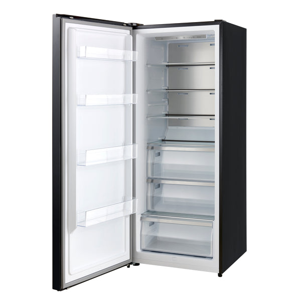 FORNO Maderno 28" 13.6 cu. ft. Left Swing Convertible Upright Freezer/Refrigerator in Black with Antique Brass Handle-  FFFFD1722-28BLK-LS FORNO