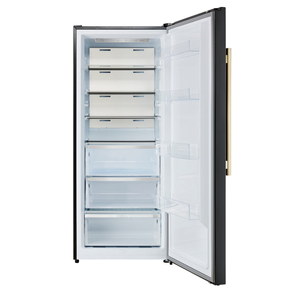 FORNO Maderno 28" 13.6 cu. ft. Right Swing Convertible Upright Freezer/Refrigerator in Black with Antique Brass Handle- FFFFD1722-28BLK-RS FORNO