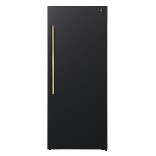 FORNO Maderno 28" 13.6 cu. ft. Right Swing Convertible Upright Freezer/Refrigerator in Black with Antique Brass Handle- FFFFD1722-28BLK-RS FORNO