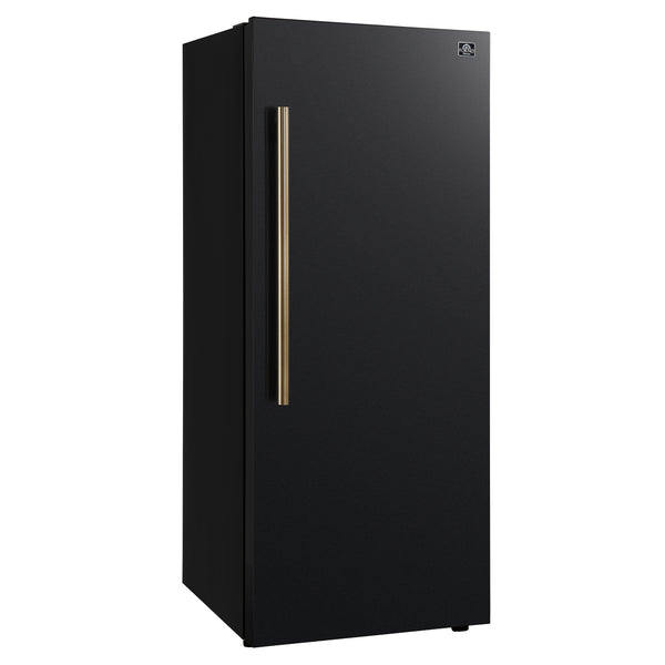 FORNO Maderno 28" 13.6 cu. ft. Right Swing Convertible Upright Freezer/Refrigerator in Black with Antique Brass Handle- FFFFD1722-28BLK-RS FORNO