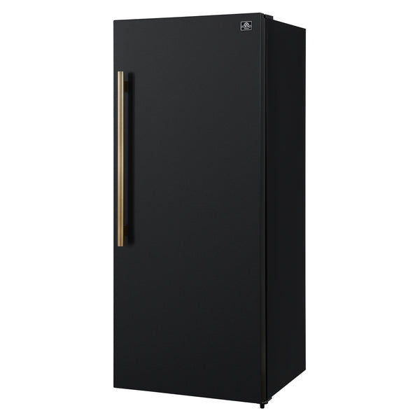 FORNO Maderno 28" 13.6 cu. ft. Right Swing Convertible Upright Freezer/Refrigerator in Black with Antique Brass Handle- FFFFD1722-28BLK-RS FORNO