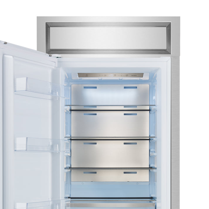 FORNO Maderno 32" 13.6 cu.ft. Left Swing Convertible Refrigerator and Freezer with Modern Trim Kit in White with Antique Brass Handles- FFFFD1722-32LMG-WHT FORNO