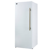 FORNO Maderno 32" 13.6 cu.ft. Left Swing Convertible Refrigerator and Freezer with Modern Trim Kit in White with Antique Brass Handles- FFFFD1722-32LMG-WHT FORNO
