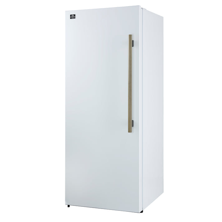 FORNO Maderno 32" 13.6 cu.ft. Left Swing Convertible Refrigerator and Freezer with Modern Trim Kit in White with Antique Brass Handles- FFFFD1722-32LMG-WHT FORNO