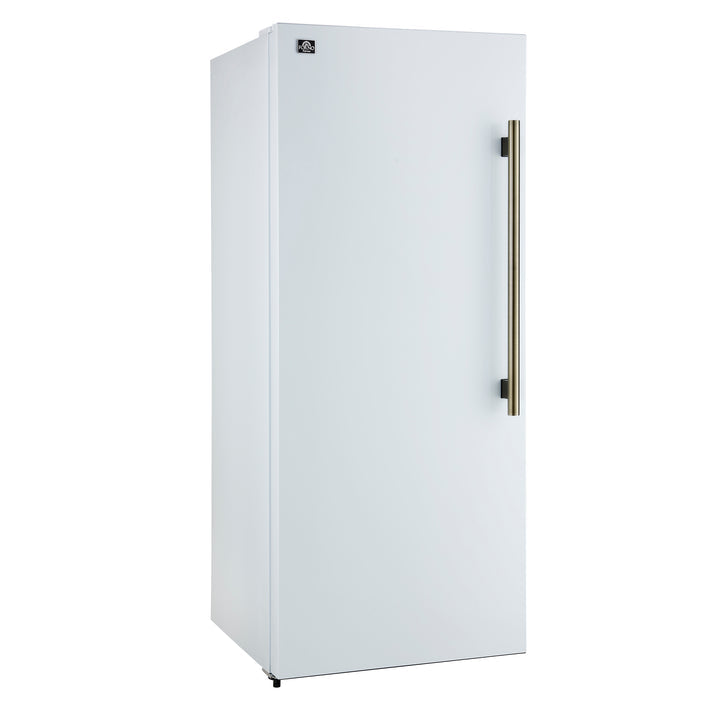 FORNO Maderno 32" 13.6 cu.ft. Left Swing Convertible Refrigerator and Freezer with Modern Trim Kit in White with Antique Brass Handles- FFFFD1722-32LMG-WHT FORNO