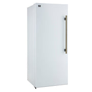 FORNO Maderno 32" 13.6 cu.ft. Left Swing Built-In Convertible Refrigerator/Freezer in White with Antique Brass Handle and Grill Trim- FFFFD1722-32LSG-WHT FORNO