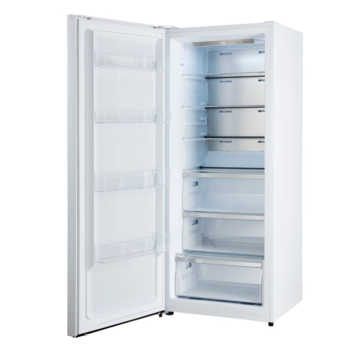 FORNO Maderno 32" 13.6 cu.ft. Left Swing Convertible Refrigerator and Freezer with Modern Trim Kit in White with Antique Brass Handles- FFFFD1722-32LMG-WHT FORNO