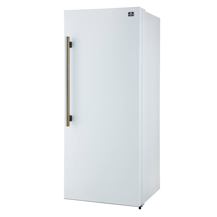 FORNO Maderno 28" 13.6 cu.ft. Right Swing Built-In Convertible Refrigerator/Freezer in White with Antique Brass Handle- FFFFD1722-28WHT-RS FORNO