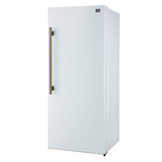 FORNO Maderno 32" 13.6 cu.ft. Right Swing Built-In Convertible Refrigerator/Freezer in White with Antique Brass Handle and Grill Trim- FFFFD1722-32RSG-WHT FORNO