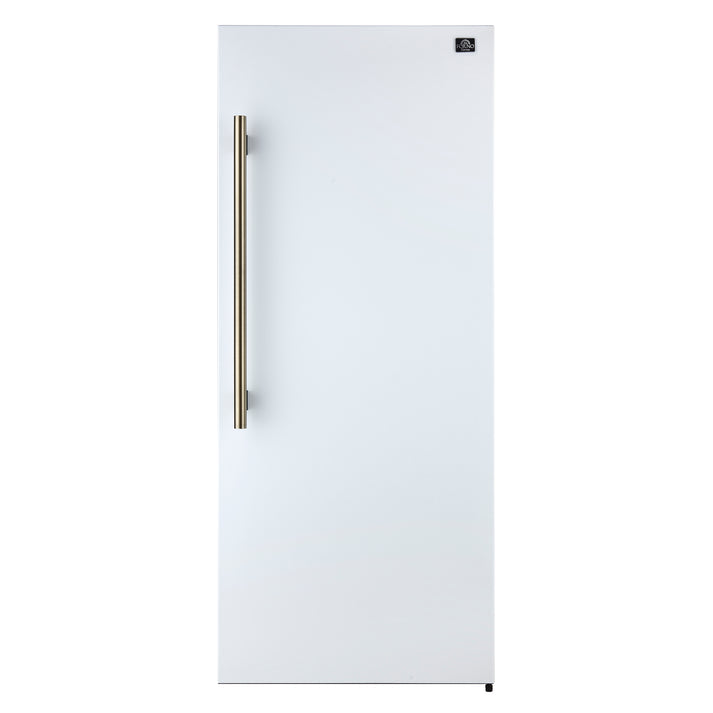 FORNO Maderno 32" 13.6 cu.ft. Right Swing Built-In Convertible Refrigerator/Freezer in White with Antique Brass Handle and Grill Trim- FFFFD1722-32RSG-WHT FORNO