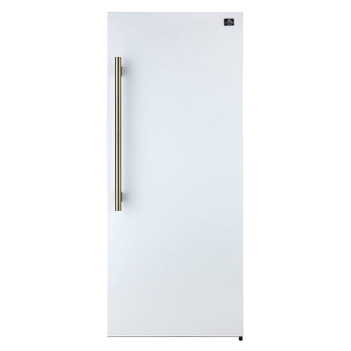 FORNO Maderno 32" 13.6 cu.ft. Right Swing Built-In Convertible Refrigerator/Freezer in White with Antique Brass Handle and Grill Trim- FFFFD1722-32RSG-WHT FORNO