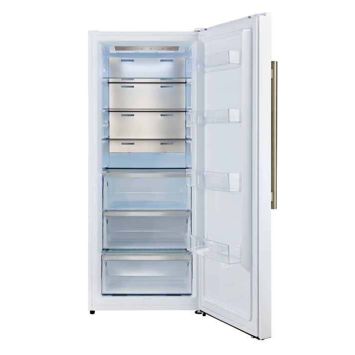 FORNO Maderno 32" 13.6 cu.ft. Right Swing Convertible Refrigerator and Freezer with Modern Trim Kit in White with Antique Brass Handles- FFFFD1722-32RMG-WHT FORNO