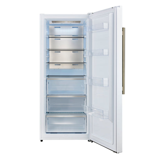 FORNO Maderno 32" 13.6 cu.ft. Right Swing Built-In Convertible Refrigerator/Freezer in White with Antique Brass Handle and Grill Trim- FFFFD1722-32RSG-WHT FORNO