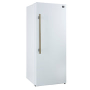 FORNO Maderno 32" 13.6 cu.ft. Right Swing Built-In Convertible Refrigerator/Freezer in White with Antique Brass Handle and Grill Trim- FFFFD1722-32RSG-WHT FORNO